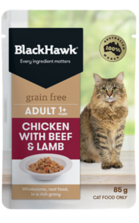 Black Hawk Wet Cat Food - Grain Free Chicken with Beef and Lamb 85g