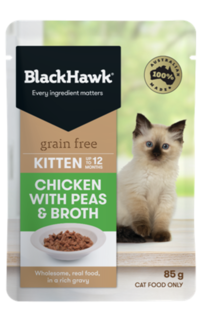 Black Hawk Grain Free Wet Kitten Food Chicken with Peas 58g