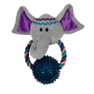 PPB Boho Elephant with Rope Ring & TPR Ball 21cm