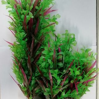 Green and Purple Round Leaf 36cm Plastic Plant