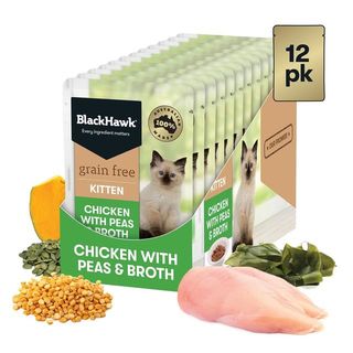 Black Hawk Grain Free Wet Kitten Food Chicken with Peas 58g x 12