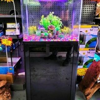 SUNSUN 60L Glass Aquarium with Cabinet - Black