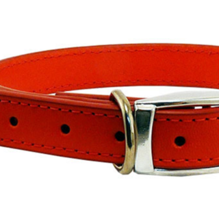 Leather Stitched 32mm Collar - Red 65cm