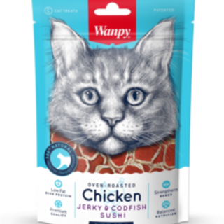Wanpy Cat Chicken Jerky and Codfish Sushi 80g