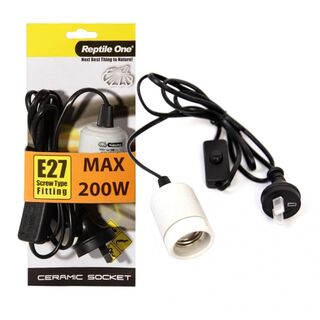 Reptile One Heat Lamp Socket Ceramic Suit Up To 200w E27 Screw
