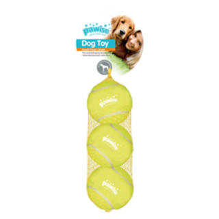 Pawise Squeaky Tennis Ball 6.3cm 3pk