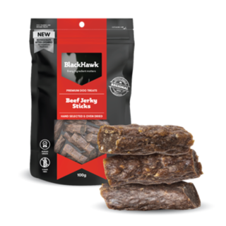 Black Hawk Dog Beef Sticks 100g WITH FREE CLICKER!