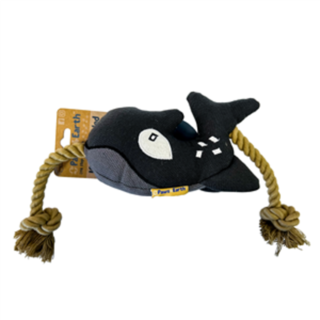 PAWS 4 EARTH DOG TOY STUFFD KILLER WHALE ROPE