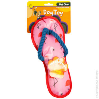 Pet One Dog Toy - Interactive Squeaky Flamingo Thong With Rope 28cm