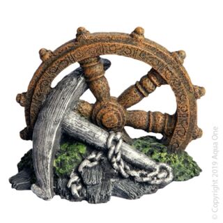 Aqua One Ornament - Anchor with Ship Wheel