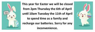 Closed over Easter