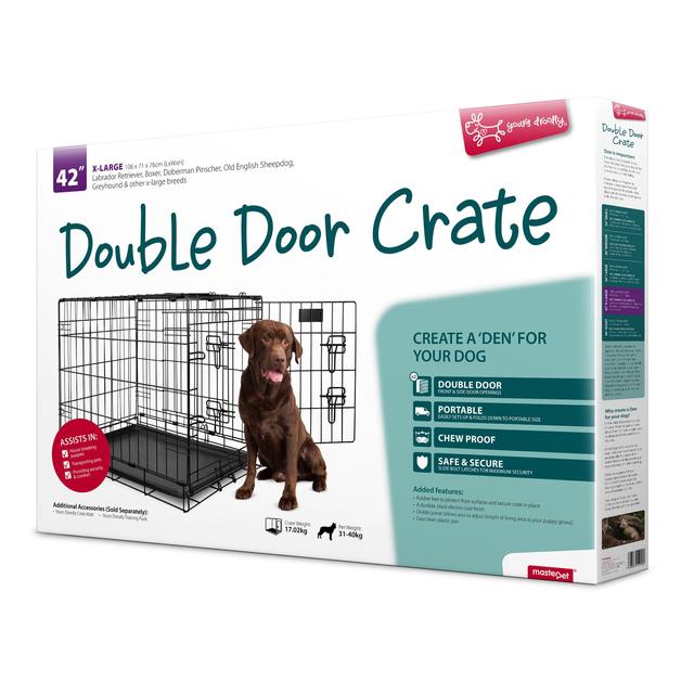 Yours Droolly Double Door Dog Crate 42