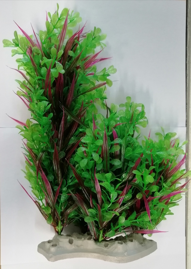 Green and Purple Round Leaf 36cm Plastic Plant
