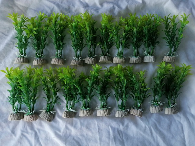 20 x Green and Yellow Plastic Plants 12cm
