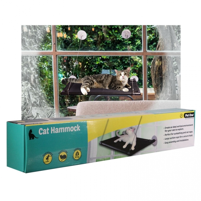 Pet One Cat Window Hammock 67 L X 40cm D Black