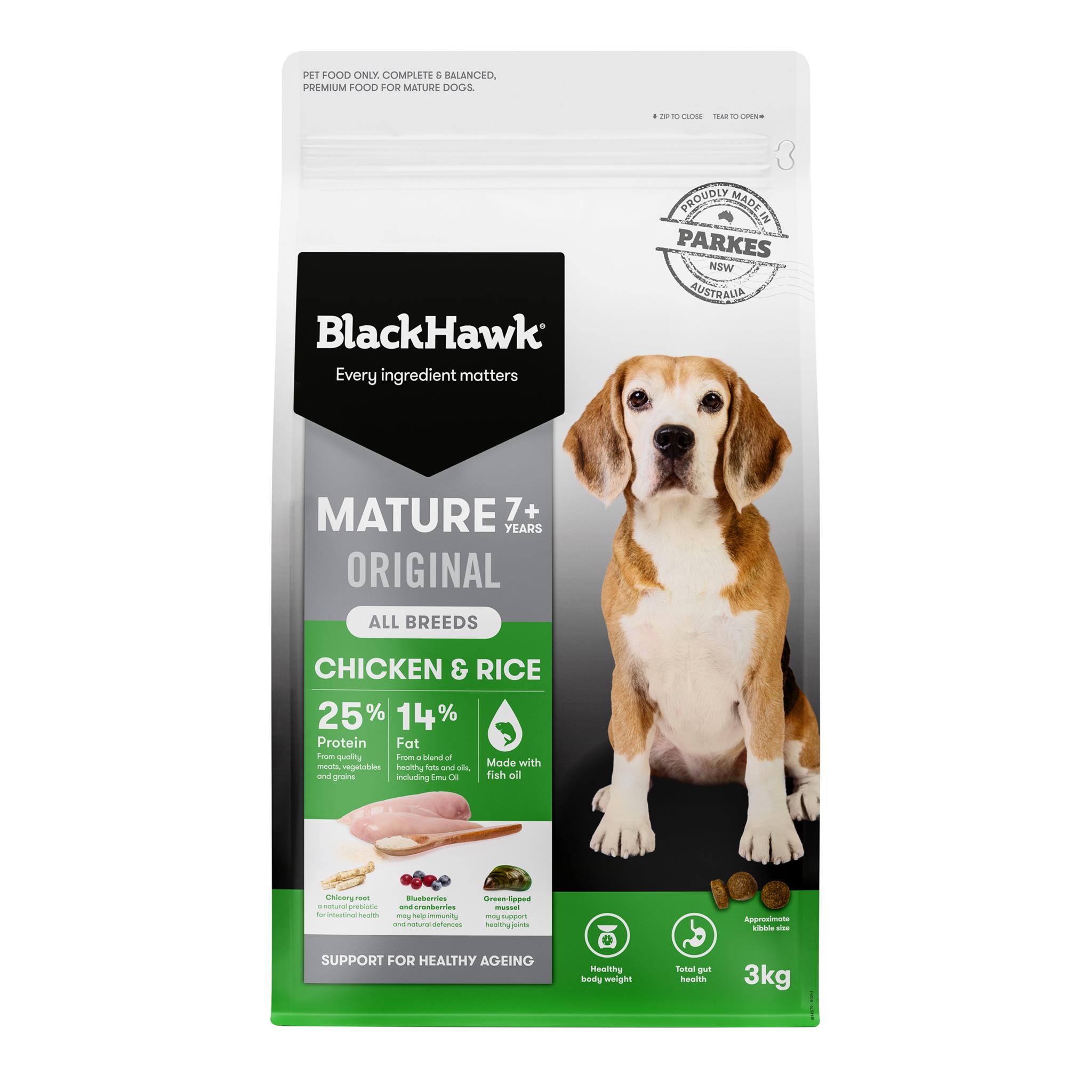 Black Hawk Mature Dog Food Chicken & Rice 3kg