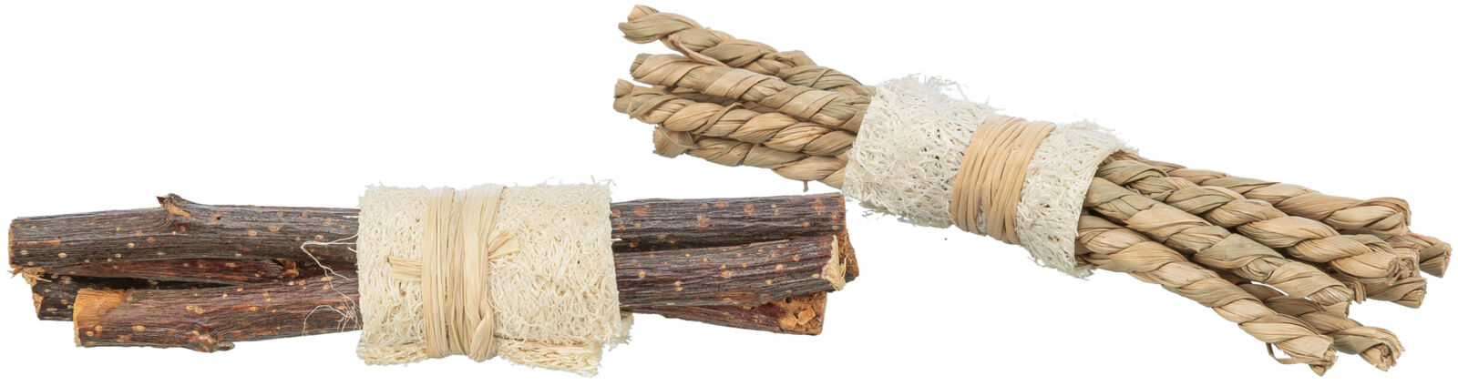 Trixie Seagrass & Wood Gnawing Sticks with Loofa 10cm 2pk