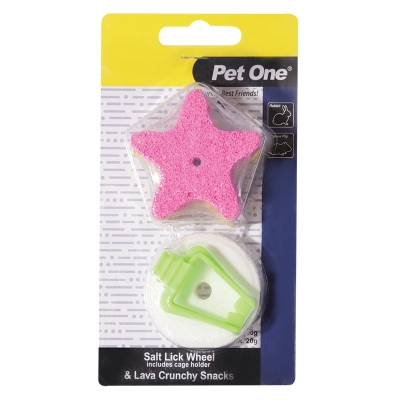Pet One Salt Lick With Clip & Lava Crunchy Snacks Combo
