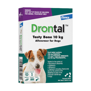 Drontal Dog Tasty Bone Allwormer 10kg 2 pack