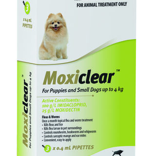 Moxiclear For Puppies and Small Dogs up to 4kg 3pk