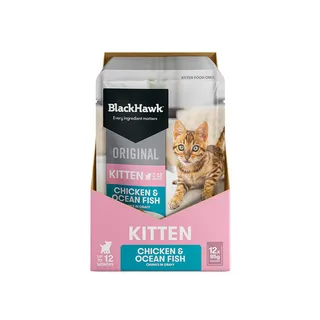 Black Hawk Original Kitten Chicken/Fish/Gravy 85g 12 pk