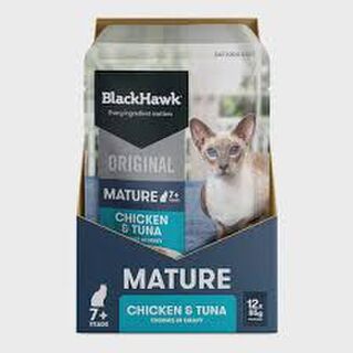 Black Hawk Original Cat Mature Chicken/Tuna/Gravy 85g 12pk