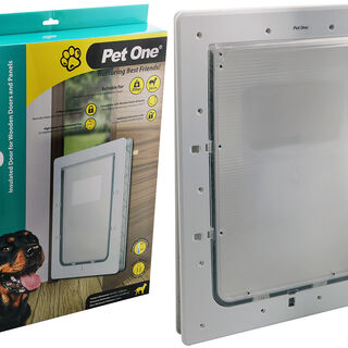 Pet One - Dog Door Poly (L) Ins Flap Wood Door/Panel Mount Fit 25kg 55cm