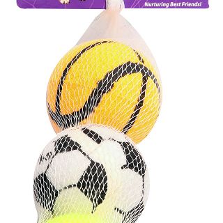 Pet One Dog Toy Tennis Ball 3pack With Print 6.35cm Dia A Grade
